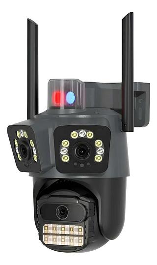 Câmera De Segurança Externa Lente Tripla Sirene Rastreamento Cor Lente Tripla Inteligente