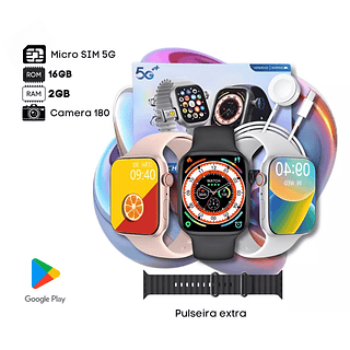 HW Watch X Call 5G 49mm | Entrada p Chip | Amoled | 2 Pulseiras